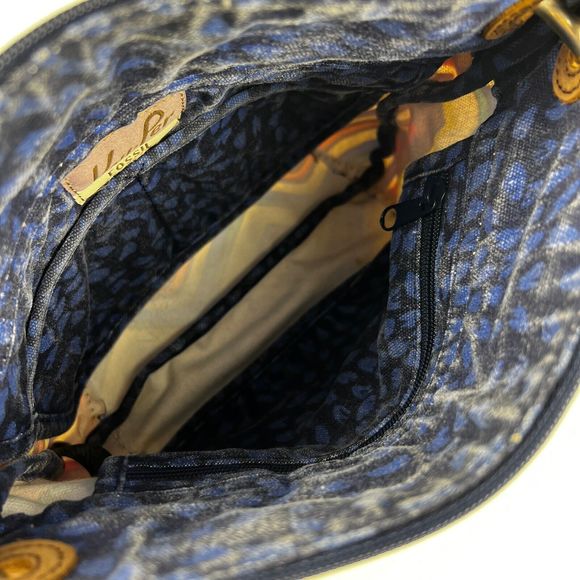 Fossil Key-Per Crossbody Bag Coated Canvas Aztec Chevron Print Blue Denim Trim‎ - Picture 11 of 16